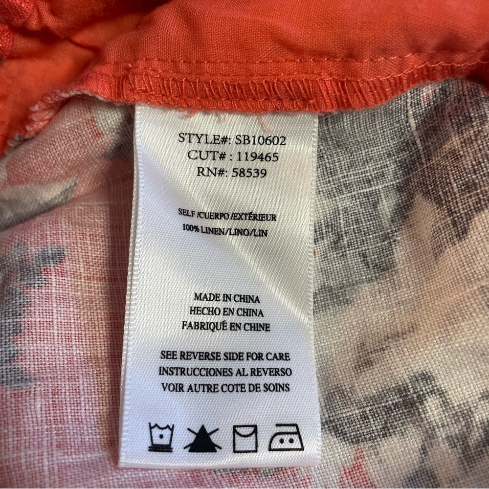 Kut From The Kloth Women's Jansen Printed Linen Short Coral Size 12 - Picture 5 of 8